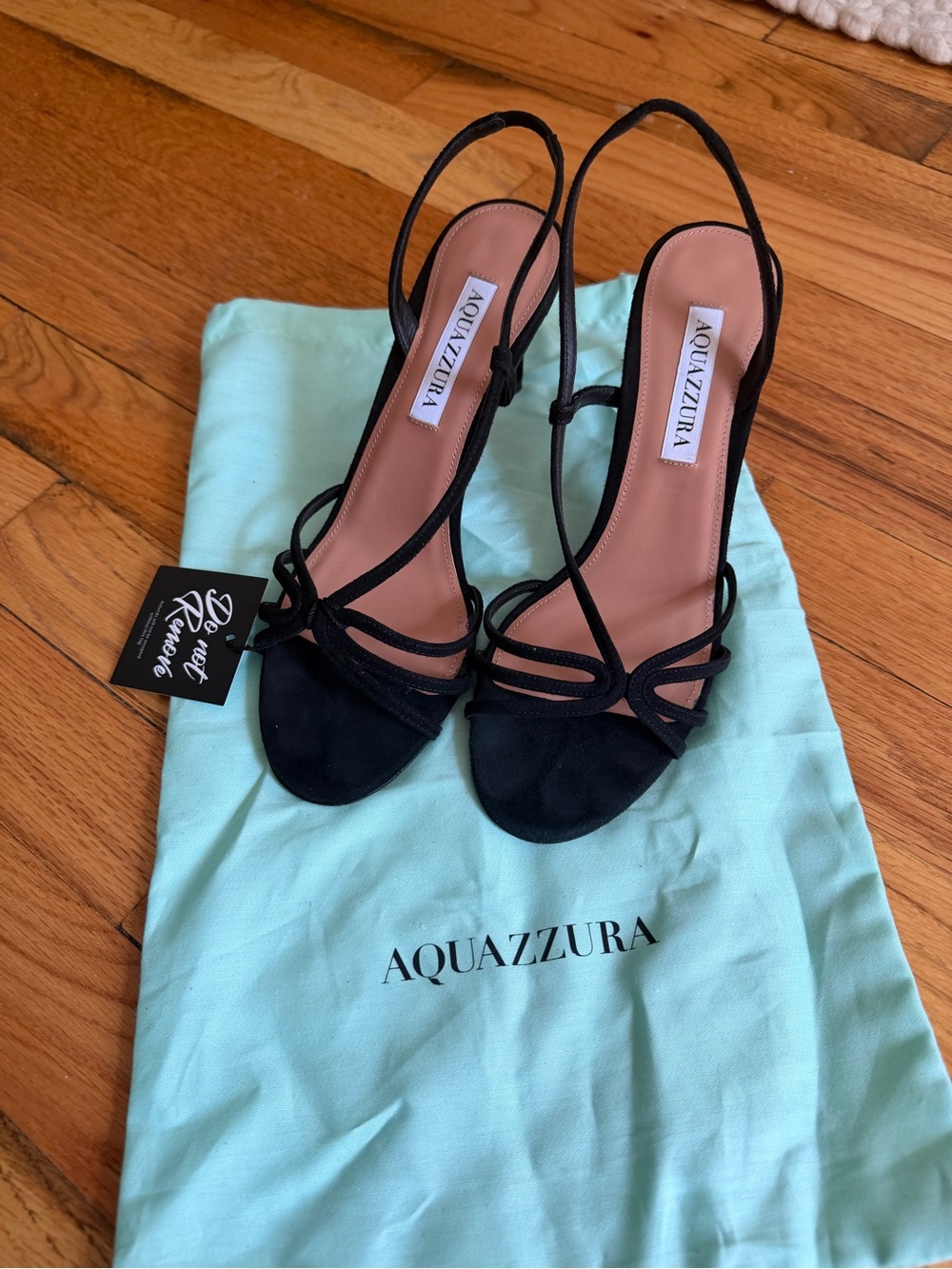 Aquazzura Black Suede Strappy Slingback Sandals